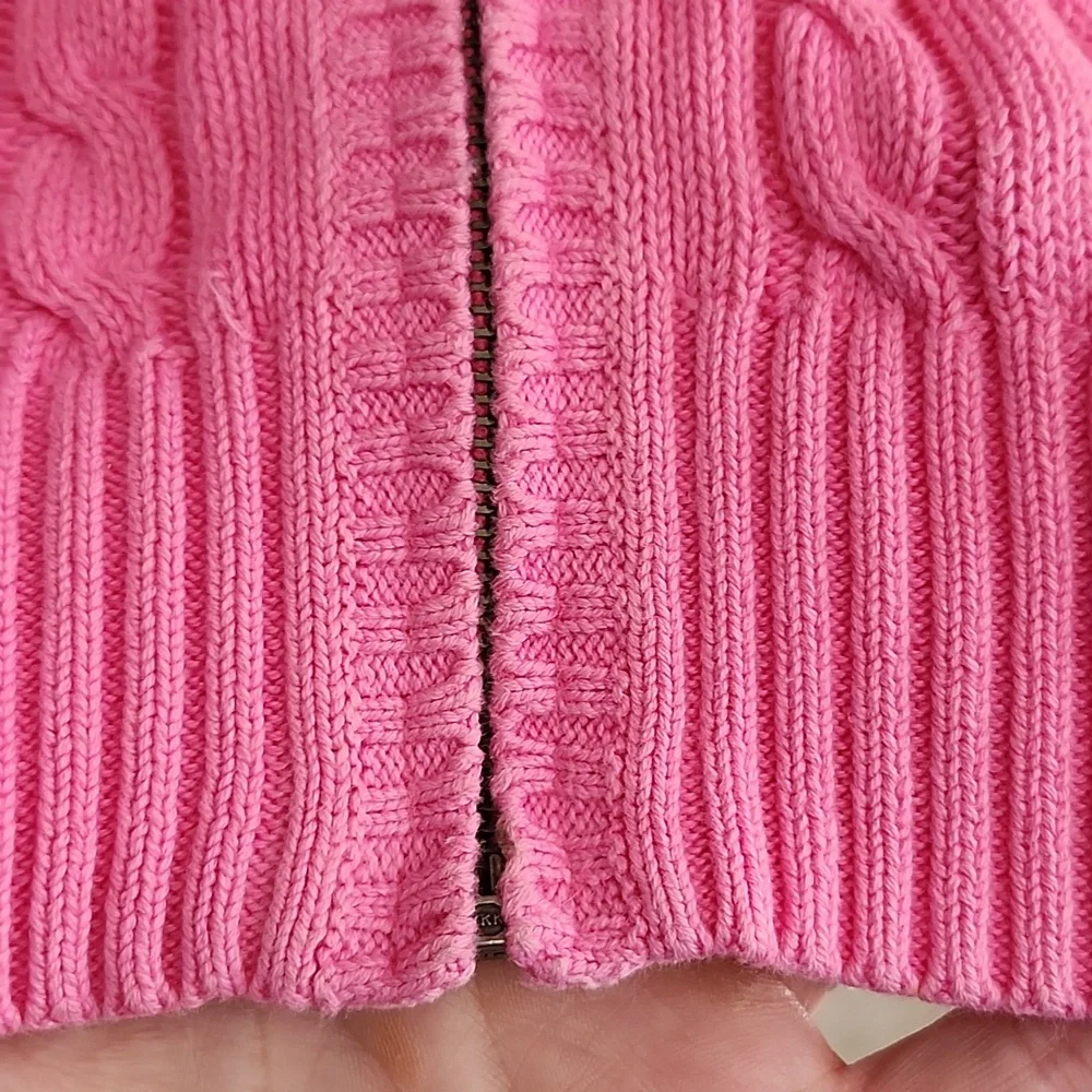 Lilly Pultizer Hot Pink Cable Knit Zip Up Hoodie Small - Picture 5 of 15